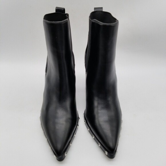 Charles David Black Ankle Boots with Silver Studs - Picture 3 of 8